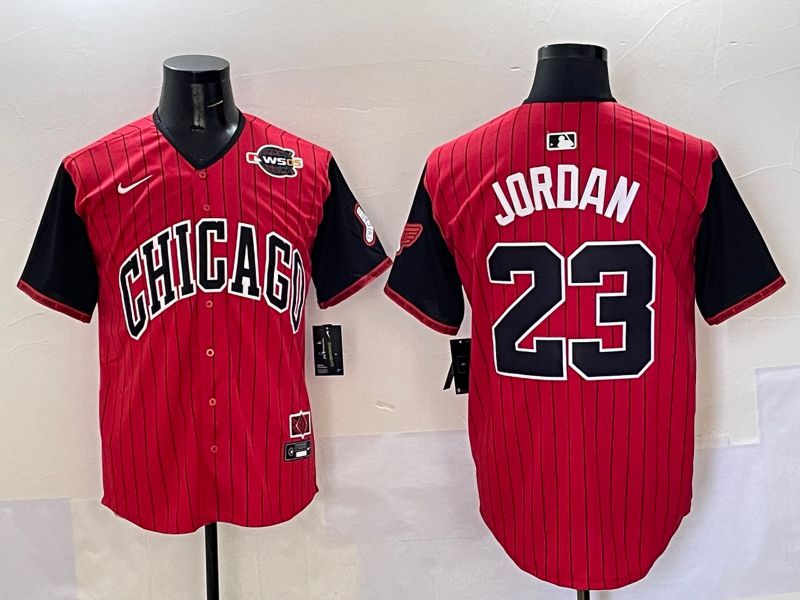 Men Chicago White Sox 23 Jordan Red Stripe Joint Name Nike 2025 MLB Jersey style 40